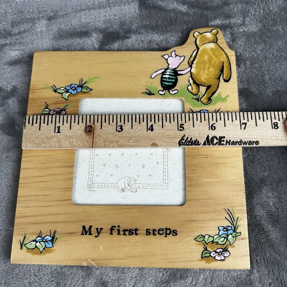 Vintage Disney Classic Pooh Baby My First Steps Picture Frame Wooden Easel Back